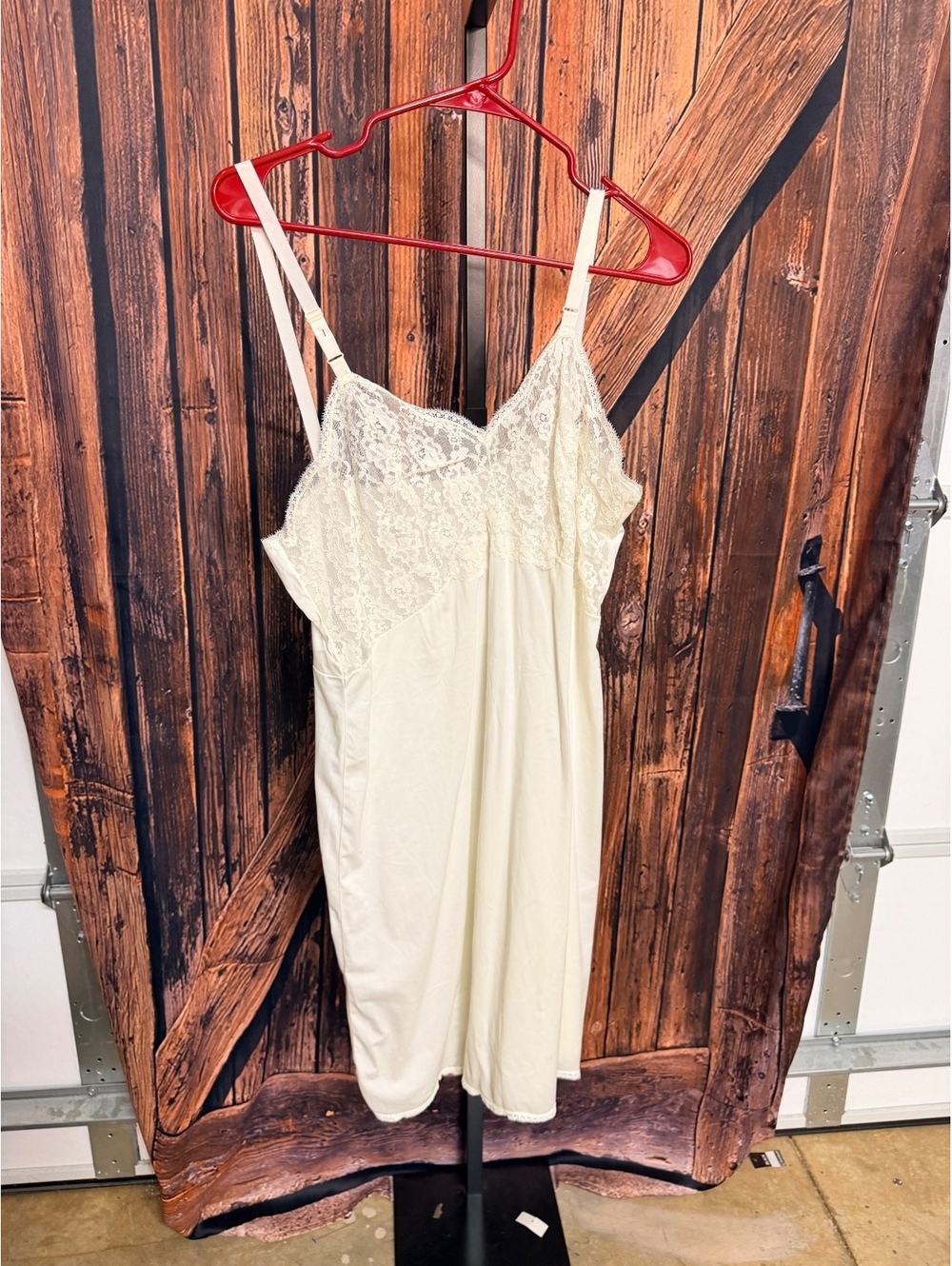 Vintage Sears Ivory Lace Trim Slip Dress Size 40